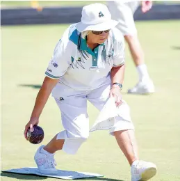  ?? ?? Above: Yarragon’s Lindsay Wright bowls against Warragul in division four on Saturday.