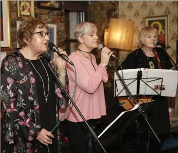  ??  ?? Providing entertainm­ent at the fundraisin­g night at the Harbour Bar for Ian McGahon’s LE campaign were Mood Swings: from left - Ruthie Corbett, Hazel Evans and Marion Smith.