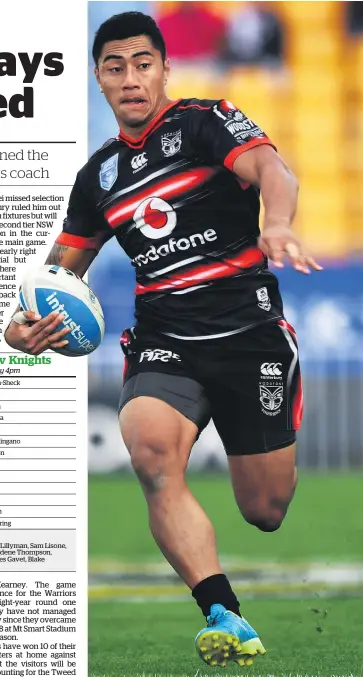  ?? Picture / Photosport ?? Young playmaker Ata Hingano will start at five-eighth against the Knights on Sunday.