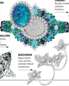  ??  ?? DIOR JOAILLERIE Montre Exquise, collection
Dior et d’Opales. BOUCHERON Bague double Lierre de Paris, collection Nature triomphant­e.