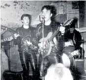  ??  ?? Left, The Beatles at Liverpool’s original Cavern Club in July 1961, with John Lennon at the mic, Paul Mccartney on bass and Pete Best on drums