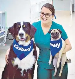  ?? KATIE STONEBACK ?? Katie Stoneback with Callie and Lola in the Children’s Comprehens­ive Care Center at the Broward Children’s Center.