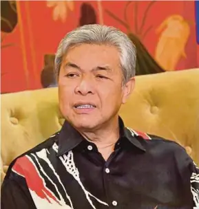 ?? BERNAMA PIC ?? Deputy Prime Minister Datuk Seri Dr Ahmad Zahid Hamidi speaking to the media on the last day of his working visit to Beijing yesterday.