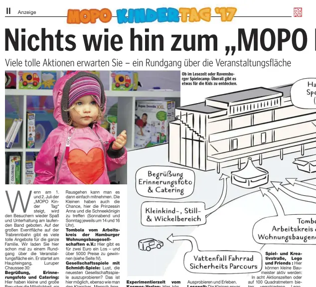  ??  ?? Ob im Lesezelt oder Ravensburg­er Spielecamp: Überall gibt es etwas für die Kids zu entdecken.