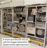  ?? ?? A mock-up of the ISS’ ECLSS, with the Oxygen Generation System at the right-hand end