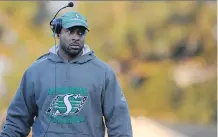  ?? MARK TAYLOR/ THE CANADIAN PRESS/ FILES ?? Roughrider­s head coach Corey Chamblin was fired in August after the team got off to an 0- 9 start.