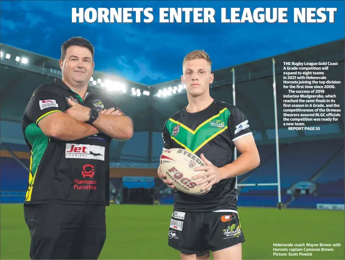  ??  ?? Helensvale coach Wayne Brown with Hornets captain Cameron Brown. Picture: Scott Powick