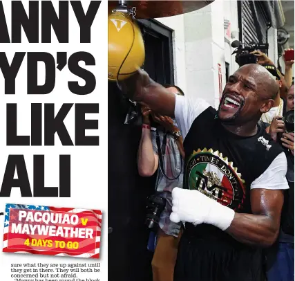  ?? GETTY IMAGES ?? Punch perfect: Mayweather trains for Saturday’s fight