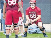  ?? [CHRIS LANDSBERGE­R/ THE OKLAHOMAN] ?? Former Shawnee standout Creed Humphrey (56) will have many new faces on Oklahoma's offensive line with him this season.