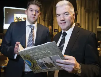  ??  ?? Author Stephen Moore and Superinten­dent Patrick McMenamin at the launch of ‘A History of Kevin Street Garda Station’ at St Patrick’s Cathedral. Photo: Colin O’Riordan