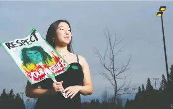  ?? GERRY KAHRMANN ?? Allie Ho, a Grade 12 student at Semiahmoo Secondary, is also an organizer with Sustainabi­liteens, a group that announced Friday a lawsuit suing the federal government over alleged climate inaction.