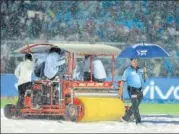  ?? PTI ?? Heavy rains lashed Sawai Mansingh Stadium on Wednesday.