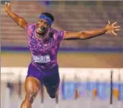  ?? AFP ?? Omar Mcleod wins the 110m hurdles race on Saturday.