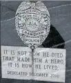  ??  ?? Close-up of inscriptio­n on Penn Hills Police Memorial.
