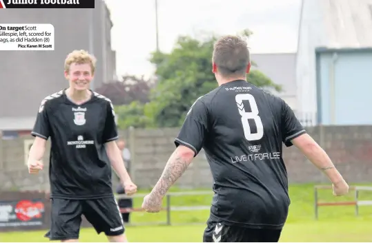  ?? Pics: Karen M Scott ?? On targetScot­t Gillespie, left, scored for Jags, as did Hadden (8)