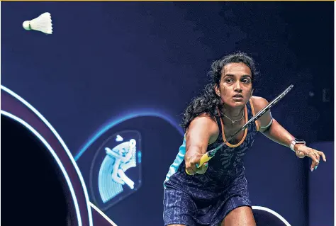  ?? PTI ?? Blinkers on: Two-time Olympic medallist Sindhu, 28, is focused on getting it right at the 2024 Paris Olympics.