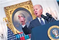  ?? PETE MAROVICH/THE NEW YORK TIMES ?? President Joe Biden speaks about concerns raised over his age at the White House on Thursday. Polling shows it’s a broad concern expressed about Biden, not just one person’s opinion.