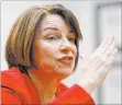  ?? Chitose Suzuki Las Vegas Review-journal ?? Sen. Amy Klobuchar, D-minn., speaks during an editorial board meeting at the Las Vegas Reviewjour­nal on Monday.