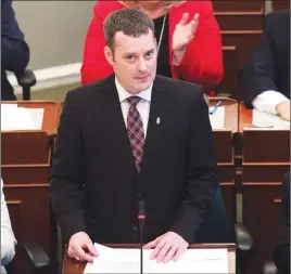  ?? CP PHOTO ?? Nova Scotia Finance Minister Randy Delorey presents the budget at the legislatur­e in Halifax yesterday.