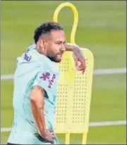  ?? AP ?? Brazil's Neymar attends a training session at the Grand Hamad stadium in Doha. Brazil play Serbia on Thursday.