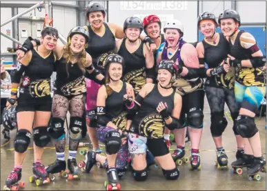  ??  ?? Kent Roller Girls celebrate promotion