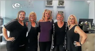  ?? PHOTO COURTESY OF SALON EVOLVE ?? Salon Evolve owner Kim McQuillan, center, stands with staff members from left: Julia Miller, Jen Elphick, Myranda Armstrong (McQuillan’s daughter), and Nicole Painter. Salon Evolve in Limerick is Green Circle Salon certified, and is collecting its salon waste to be recycled and repurposed. Among the items being recycled are: hair clippings, left over product, foils, plastic bottles, color tubes and broken styling tools.