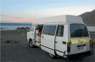  ??  ?? A house-van called Lance became Casey Sheard’s home while she was studying in Wellington. Red Rocks was one of her favourite stops.