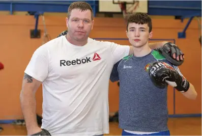  ??  ?? Dean Clancy who is going to the Youth Olympics with his dad and coach Jason. Pics: Donal Hackett.