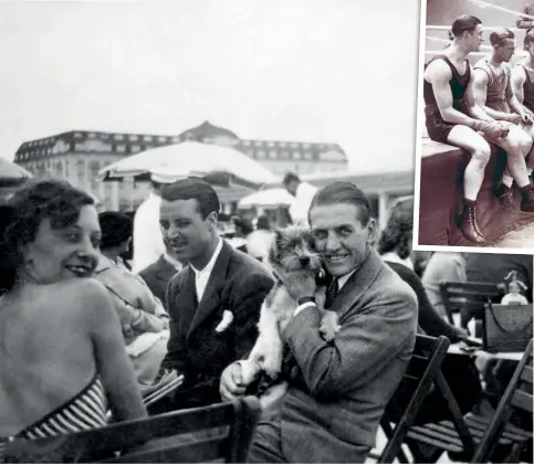  ?? Photo: GETTY IMAGES ?? SNOWBALL: Broadribb [above], in the background, sagely looks down on his fighters, [left to right]
George Daly, Johnny Peters, Phineas John and Nel Tarleton. As a boxer himself, Broadribb trounced Carpentier [left]