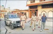  ??  ?? Police deployed outside the house of Bhagwan brothers in Rohtak’s Karor village on Saturday. MANOJ DHAKA/HT