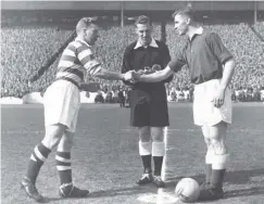  ??  ?? 0 Cup final captains, Bobby Evans of Celtic and Glidden of Hearts.