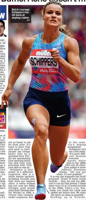  ?? AFP ?? Dutch courage: Schippers has hit back at doping claims