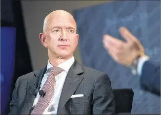  ?? AP PHOTO ?? Jeff Bezos, Amazon founder and CEO, speaks at The Economic Club of Washington’s Milestone Celebratio­n earlier this year in Washington.