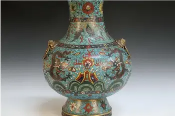  ?? ?? An impressive Chinese cloisonné vase (hu), Ming dynasty, height 20inches © Toovey’s 2020.