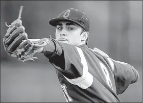  ?? Arkansas Democrat-Gazette/MITCHELL PE MASILUN ?? Conway senior reliever Jackson Hull gave up 1 run, 2 singles and 3 walks in the final 5 innings Friday to pick up the victory for the Wampus Cats.