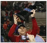  ?? (Democrat-Gazette file photo) ?? Arkansas State football Coach Blake Anderson, shown after the Red Wolves’ victory over Florida Internatio­nal in the Camellia Bowl on Dec. 21, said he feels every scenario surroundin­g college football’s 2020 season remains on the table.