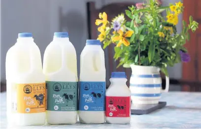  ??  ?? The full range of fresh milk from Llaethdy Isaf