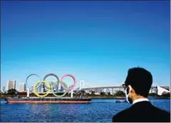  ?? AFP ?? The Olympic rings are reinstalle­d at the waterfront in Tokyo on December 1.