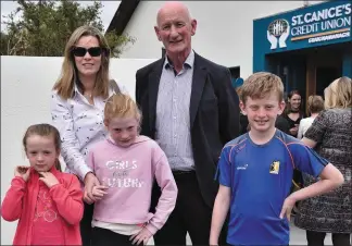  ??  ?? Cian, Orlaith, Muirinn and Juliette O’Shea were with Brian Cody for the branch office opening.