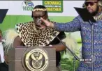  ?? Pictures: Newzroom Afrika ?? KZN ANC Chairperso­n Siboniso Duma snatches the microphone away from Amazulu Traditiona­l Prime Minister Thulasizwe Buthelezi in the middle of his speech.