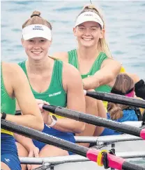  ?? PHOTO: SHARRON BENNETT ?? Sophie Smith from Dunedin (left) and Sophie Smith from Alexandra shoot a smile at the camera prior to racing together for Dunstan Arm at Lake Ruataniwha earlier this season.