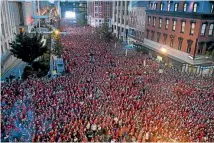  ?? AP ?? The Capitals’ fans turned out en masse to watch game five of the Stanley Cup finals in Las Vegas from outside the Capital One Arena in Washington.