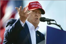  ?? KENNETH FERRIERA — LINCOLN JOURNAL STAR FILE ?? Former President Donald Trump speaks during a campaign rally in Greenwood, Neb.