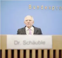  ??  ?? German Finance Minister Wolfgang Schaeuble leaves the post with Athens a few months away from exiting what everyone is hoping will be its final program.