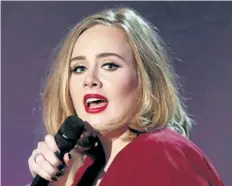  ?? JOEL RYAN/ASSOCIATED PRESS FILES ?? Adele onstage at the Brit Awards 2016 at the 02 Arena in London.