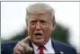  ?? EVAN VUCCI - THE AP ?? President Donald Trump talks to reporters before departing for a campaign rally in Cincinnati, on the South Lawn of the White House, Thursday, in Washington.