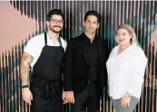  ?? ?? Chef Giorgio Rapicavoli with his partners Alexander Casanova and Laura Faraci at the new Eating House restaurant.