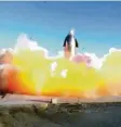  ?? Foto: SpaceX, AP, dpa ?? Die Rakete (hier beim Start) explodiert­e bei der Landung.