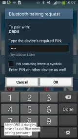  ??  ?? Most OBD-II dongles have a ‘0000’ Bluetooth pairing password.