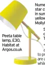  ??  ?? Peeta table lamp, £30, Habitat at Argos.co.uk